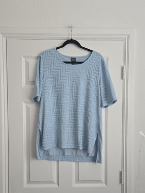 Chico's Light Blue Short Sleeve Textured Top